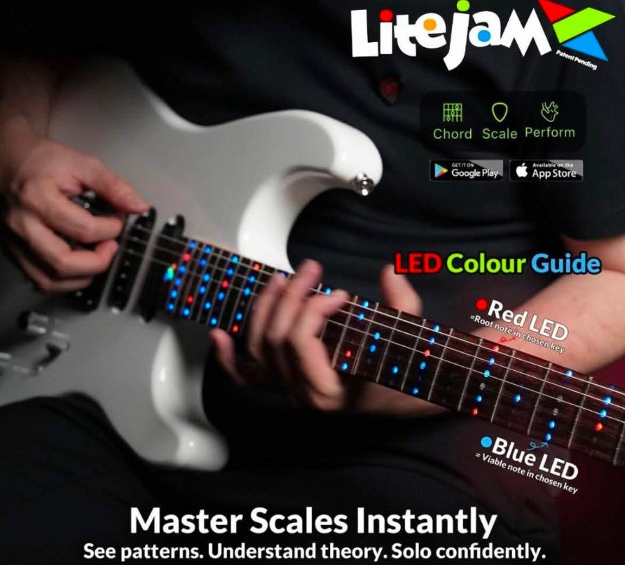 LiteJam RGB24 LED fretboard scale learning feature