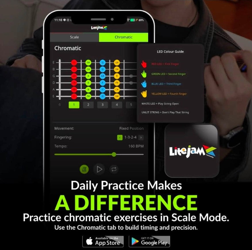 LiteJam chromatic daily practice feature